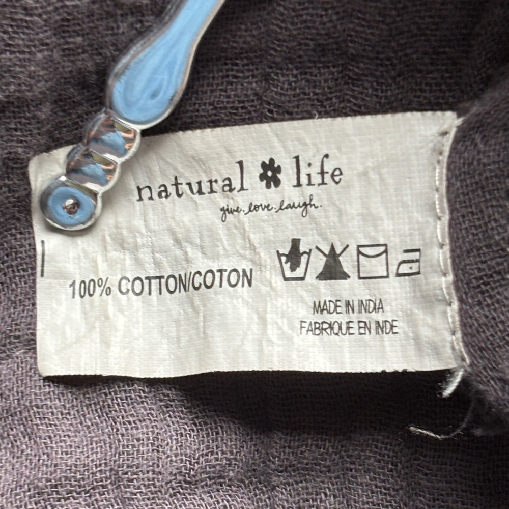 Natural Life Charcoal Grey Gauze Maxi Dress Boho Spaghetti Strap Raw Hem L/XL - Picture 9 of 12